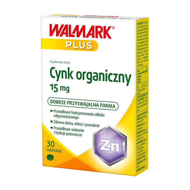 WALMARK Cynk organiczny 15mg suplement diety 30 tabletek