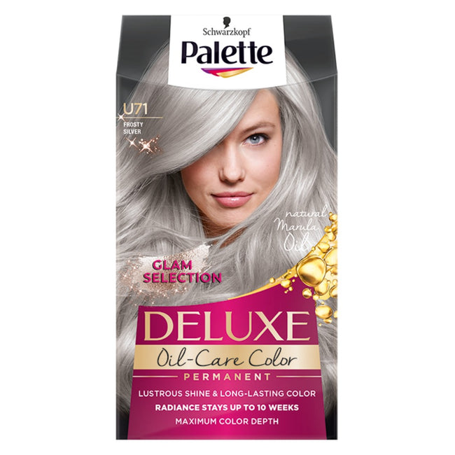 Palette Deluxe Oil-Care Color farba do włosów trwale koloryzująca z mikroolejkami U71 Mroźne Srebro