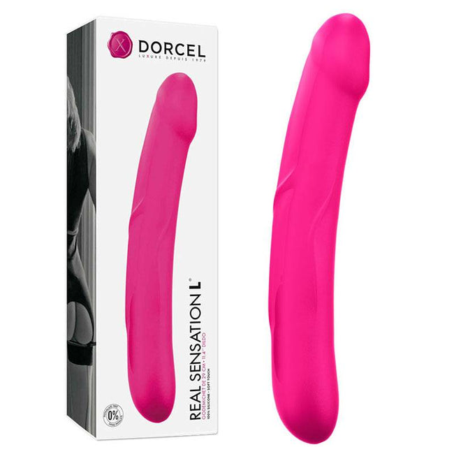 Marc Dorcel Real Sensation L silikonowe podwójne realistyczne dildo Magenta