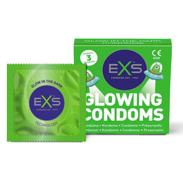EXS Glowing Condoms prezerwatywy świecące w ciemności 3szt.