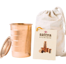 Sattva Kubek miedziany w paski z pokrywką 350ml