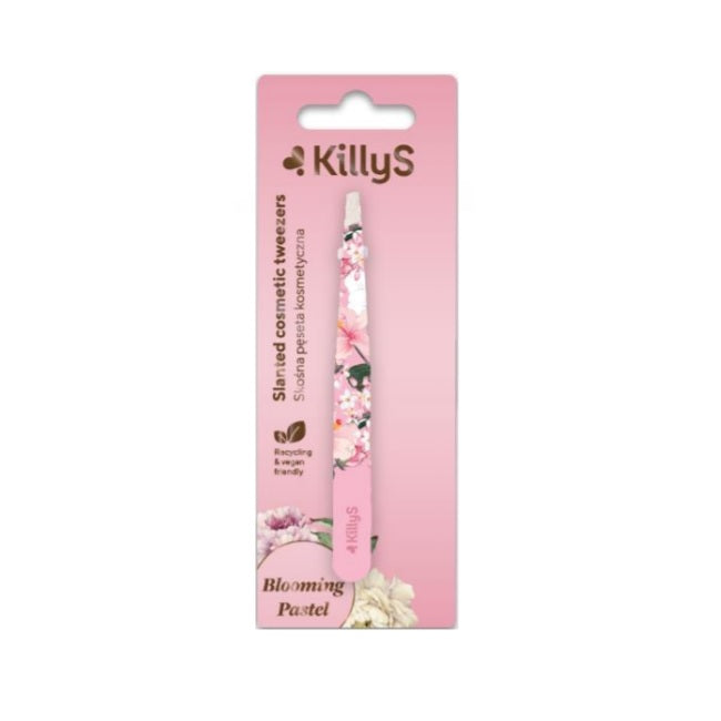 KillyS Blooming Pastel Slanted Cosmetic Tweezers skośna prosta pęseta kosmetyczna