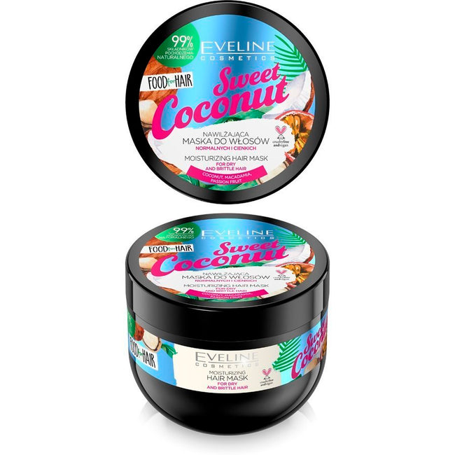 Eveline Cosmetics Food For Hair Sweet Coconut maska do włosów normalnych i cienkich nawilżenie i połysk 500ml