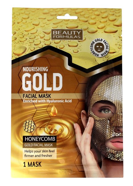 Beauty Formulas Gold Facial Mask złota maseczka odżywcza w płachcie o strukturze plastra miodu 1szt.