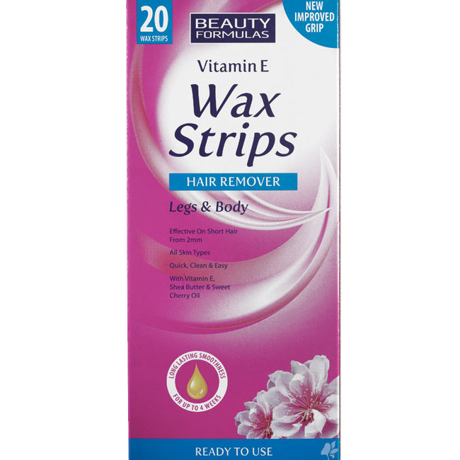 Beauty Formulas Wax Strips Hair Remover plastry do depilacji ciała i nóg Vitamin E 20szt.