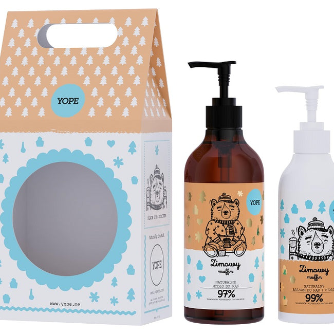 Yope Zimowy Muffin zestaw naturalne mydło do rąk 500ml + naturalny balsam do ciała 300ml