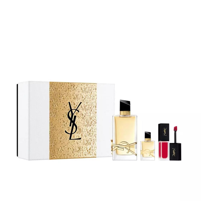 Yves Saint Laurent Libre Pour Femme zestaw woda perfumowana spray 90ml + woda perfumowana spray 7.5ml + Tatouage Couture Velvet Cream Lipstick pomadka do ust 208