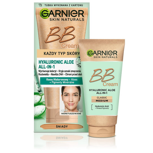 Garnier Hyaluronic Aloe All-In-1 BB Cream nawilżający krem BB dla każdego typu skóry Śniady 50ml