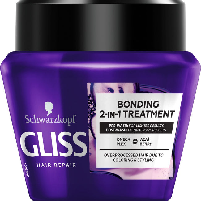 Gliss Kur Fiber Therapy Bonding 2-in-1 Treatment maska wzmacniająca wiązania strukturalne do włosów przeciążonych koloryzacją i stylizacją 300ml