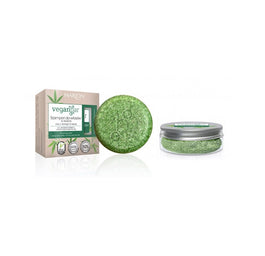 Marion Veganbar szampon do włosów cienkich i przetłuszczających się w kostce Olej z Konopi & Kawa 50g + słoiczek