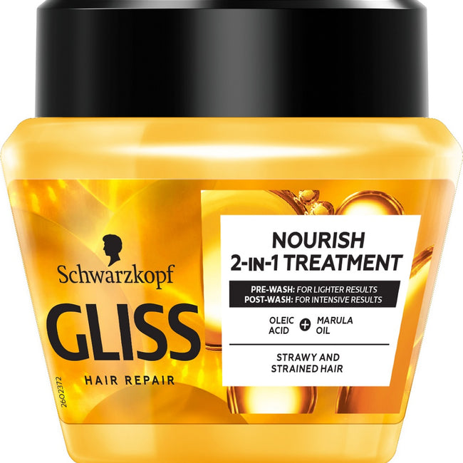 Gliss Kur Oil Nutritive Nourish 2-in-1 Treatment maska odżywcza do włosów przesuszonych i nadwyrężonych 300ml