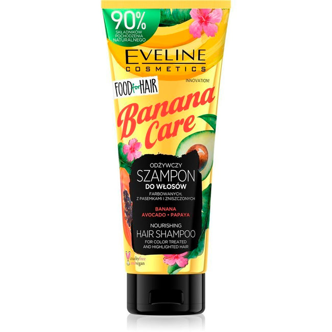 Eveline Cosmetics Food For Hair Banana Care odżywczy szampon do włosów farbowanych z pasemkami i zniszczonych 250ml