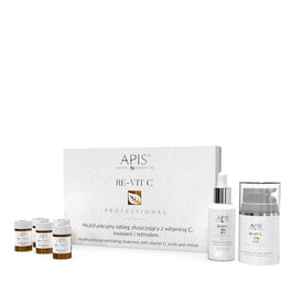 APIS Re-Vit C Multifunkcyjny Zabieg Złuszczający Witamina C 5x1g + Kwasy 30ml + Retinol 50ml