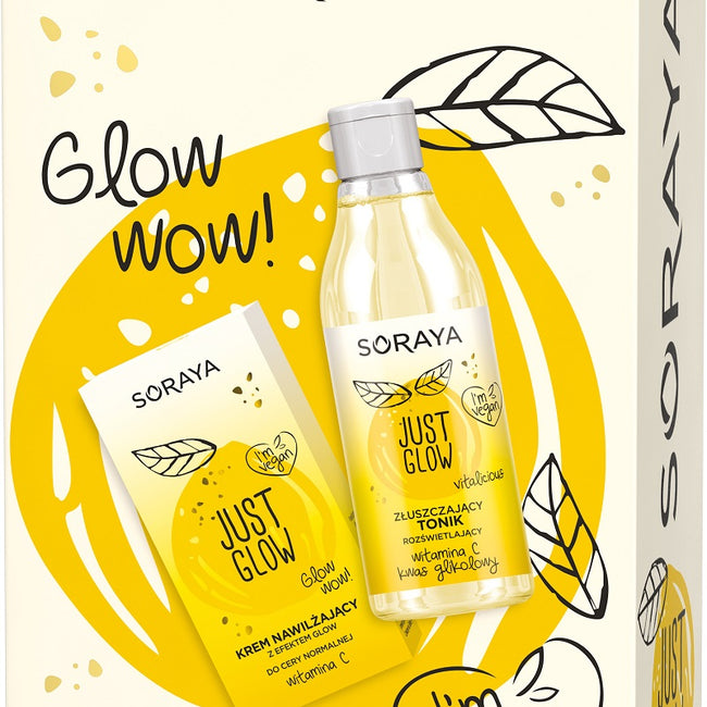 Soraya Just Glow zestaw krem nawilżający do cery normalnej 50ml + złuszczający tonik rozświetlający 150ml