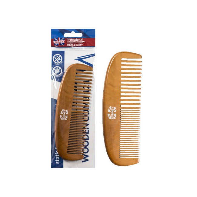 Ronney Professional Wooden Comb profesjonalny drewniany grzebień do włosów 153 x 52.5mm RA 00121