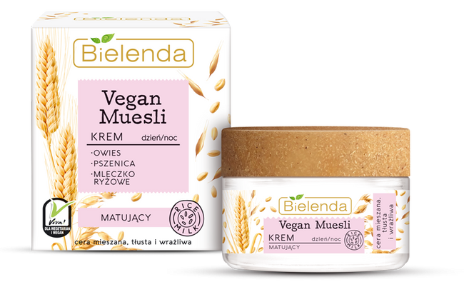 Bielenda Vegan Muesli Matte Cream krem matujący do cery tłustej. mieszanej i wrażliwej na dzień i na noc 50ml