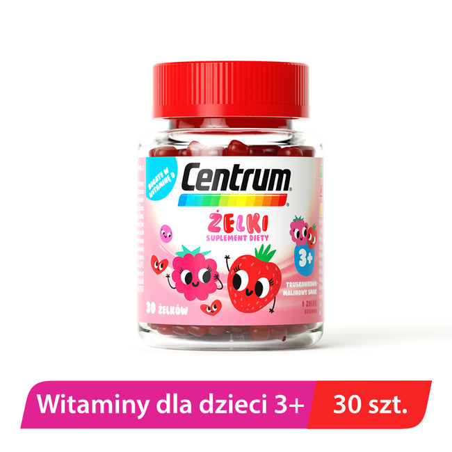 Centrum Żelki witaminy dla dzieci od 3. roku życia o smaku truskawkowo-malinowym 30 żelków