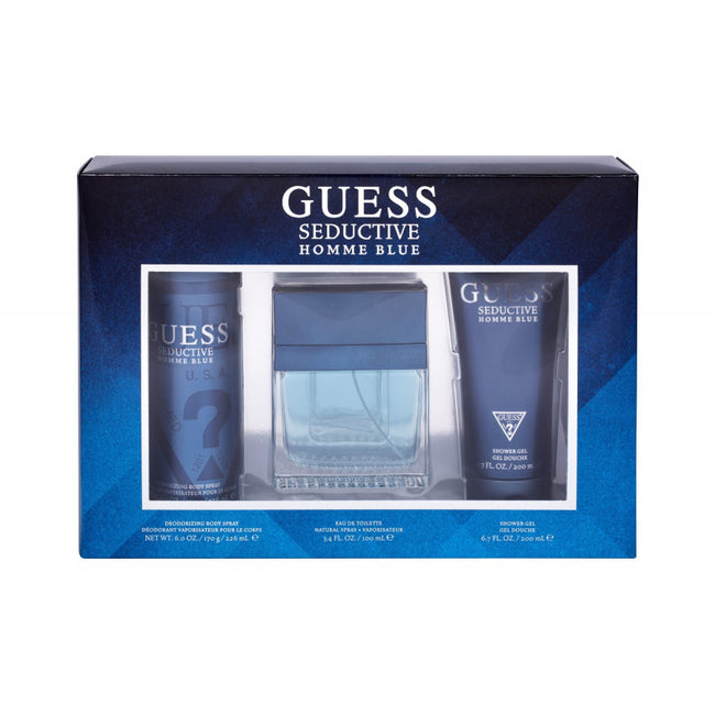 Guess Seductive Homme Blue zestaw woda toaletowa spray 100ml + żel pod prysznic 200ml + dezodorant spray 226ml