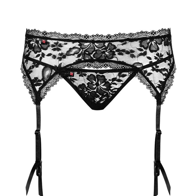 Obsessive Catia Garter Belt & Thong koronkowy pas do pończoch i stringi S/M