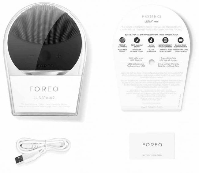 Foreo Luna Mini 2 szczoteczka soniczna do oczyszczania twarzy z efektem masującym Midnight