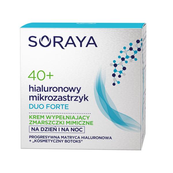 Soraya Hialuronowy Mikrozastrzyk Duo Forte 40+ krem wypełniający zmarszczki mimiczne na dzień i noc 50ml