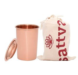 Sattva Kubek miedziany z pokrywką gładki 350ml