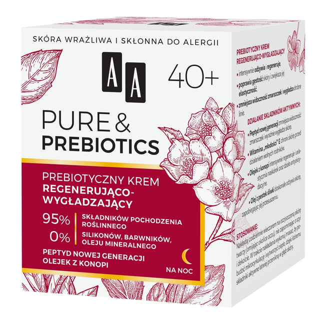 AA Pure&Prebiotics 40+ prebiotyczny krem regenerująco-wygładzający na noc 50ml