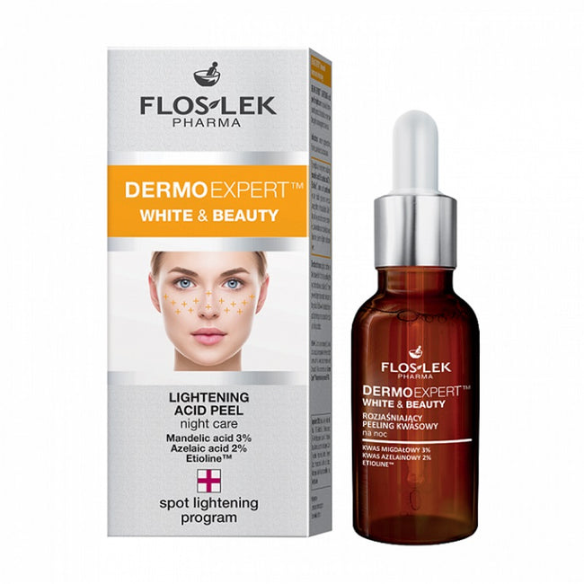 Floslek Dermo Expert White & Beauty rozjaśniający peeling kwasowy na noc 30ml