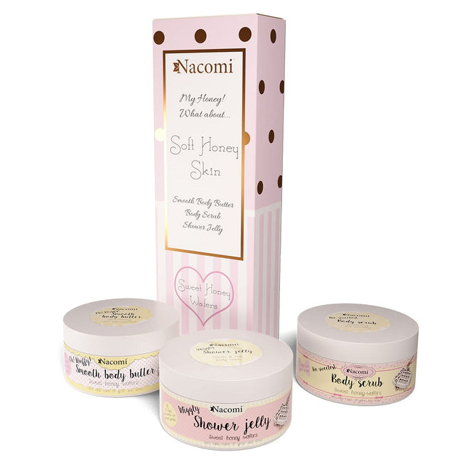 Nacomi Miodowe Gofry zestaw galaretka do mycia ciała 100g + peeling do ciała 125g + masło do ciała 100g