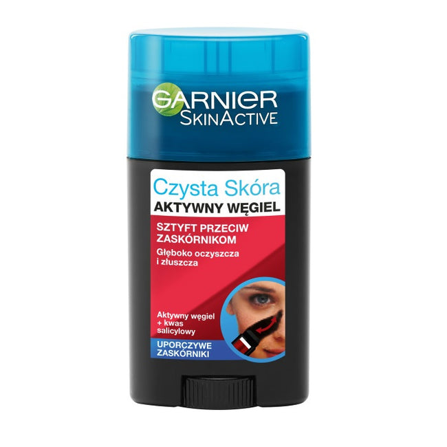 Garnier Czysta Skóra Aktywny Węgiel złuszczający sztyft przeciw zaskórnikom 50ml