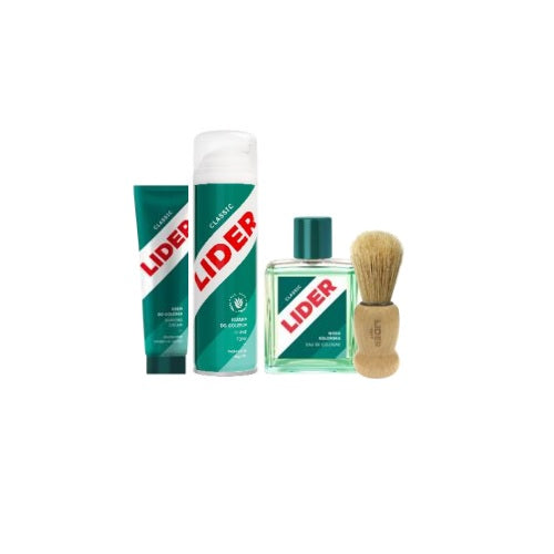 Lider Classic zestaw krem do golenia 65g + woda kolońska 100ml + pianka do golenia 200ml + pędzel do golenia tradycyjnego