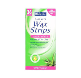 Beauty Formulas Wax Strips Hair Remover plastry do depilacji twarzy i okolic bikini Aloe Vera 36szt.