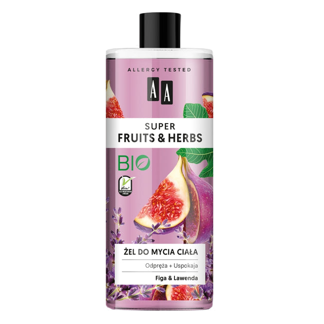 AA Super Fruits & Herbs żel do mycia ciała Figa i Lawenda 500ml