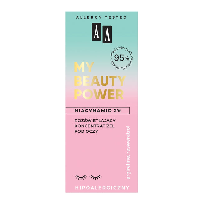 AA My Beauty Power Niacynamid 2% rozświetlający koncentrat-żel pod oczy 15ml