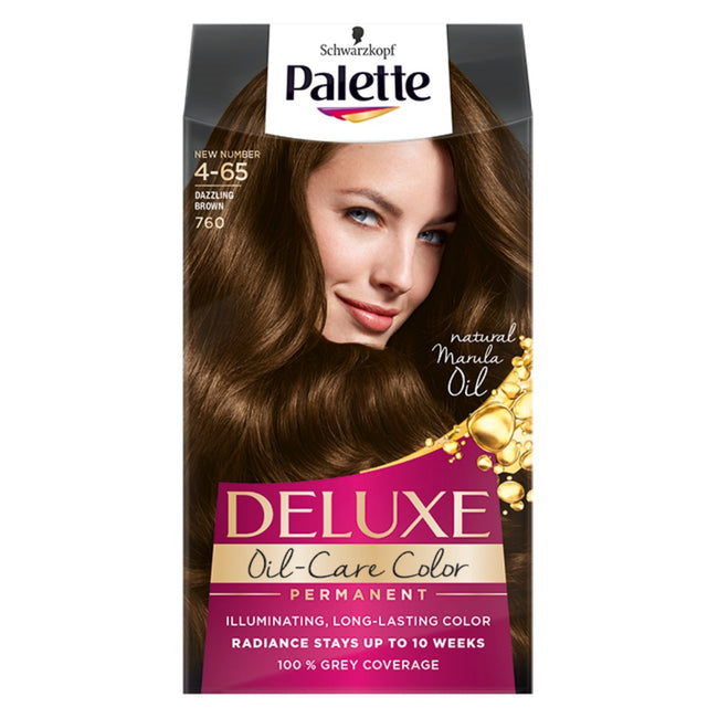 Palette Deluxe Oil-Care Color farba do włosów trwale koloryzująca z mikroolejkami 760 (4-65) Olśniewający Brąz