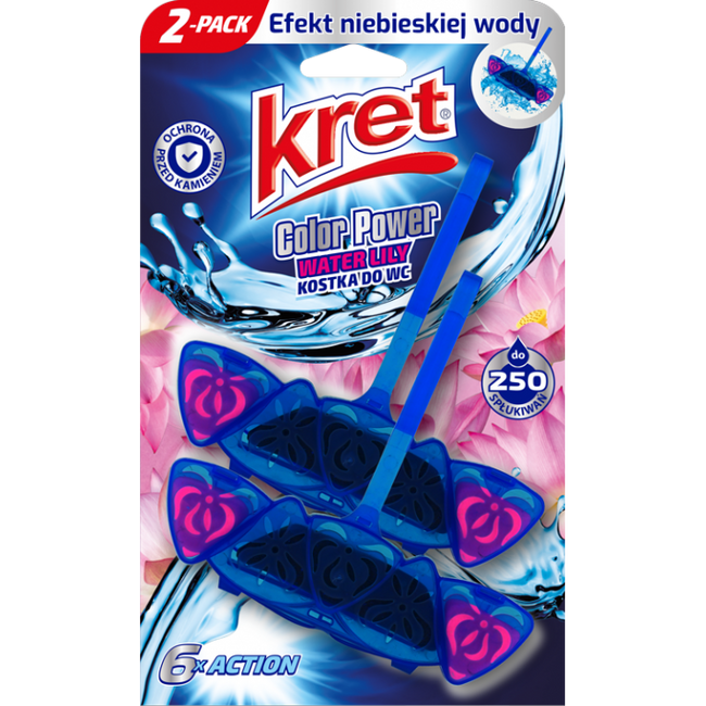 Kret Color Power zawieszka do WC barwiąca wodę Whater Lily 2x40g