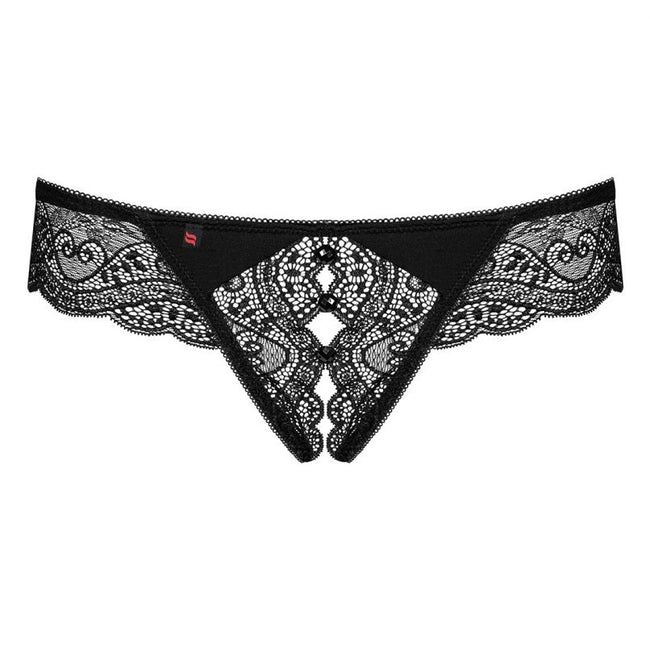 Obsessive Miamor Crotchless Thong stringi otwarte Black S/M