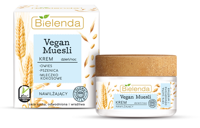 Bielenda Vegan Muesli Moisturizing Cream krem nawilżający do cery suchej. odwodnionej i wrażliwej na dzień i na noc 50ml