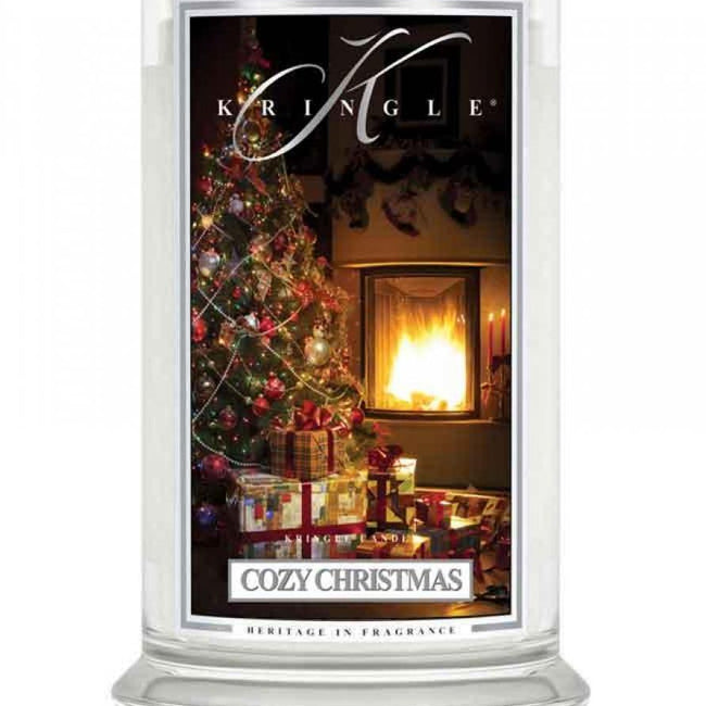 Kringle Candle Duża świeca zapachowa z dwoma knotami Cozy Christmas 623g