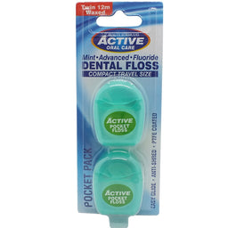 Active Oral Care Mint Dental Floss nić dentystyczna miętowa woskowana z fluorem 2x12 metrów
