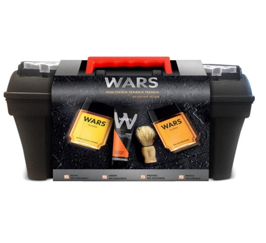 WARS Classic zestaw woda kolońska 90ml + płyn po goleniu 90ml + krem do golenia 65g + pędzel do golenia