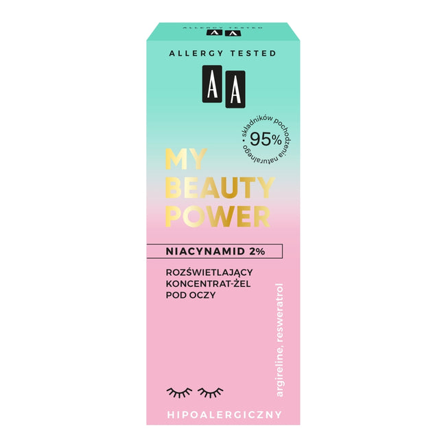 AA My Beauty Power Niacynamid 2% rozświetlający koncentrat-żel pod oczy 15ml