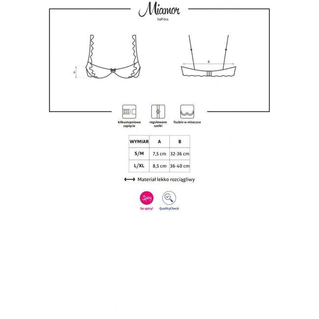 Obsessive Miamor Half-Bra kuszący półbiustonosz Black S/M