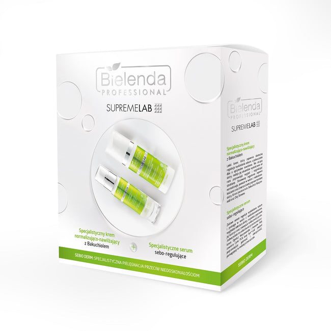 Bielenda Professional SupremeLab Sebio Derm zestaw specjalistyczny krem normalizująco-nawilżający z bakuchiolem 50ml + specjalistyczne serum sebo-regulujące 30ml