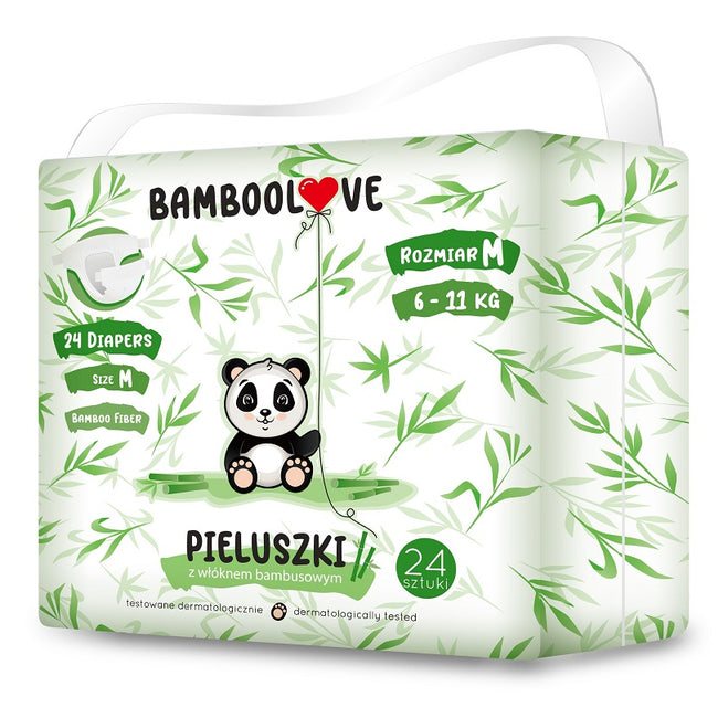 BambooLove Pieluszki jednorazowe z włóknem bambusowym rozm. M (6-11 kg) 24szt