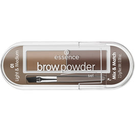 Essence Brow Powder Set zestaw do stylizacji brwi z pędzelkiem 01 Light & Medium 2.3g